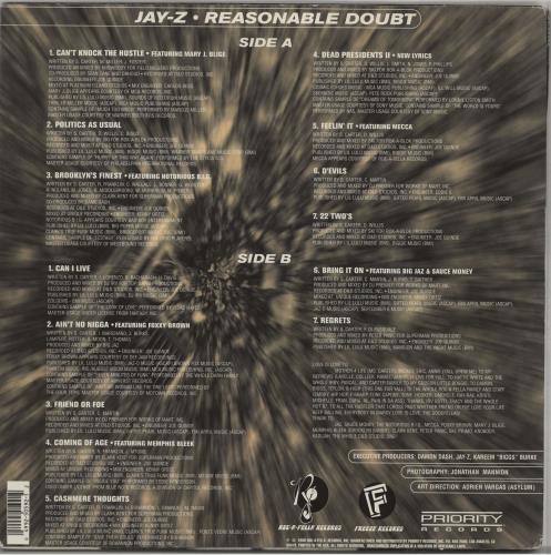 USオリジナル Jay-Z Reasonable doubt 2LP レコード JAY-Z Reasonable Doubt Vinyl Record US Original Edition 2LP
